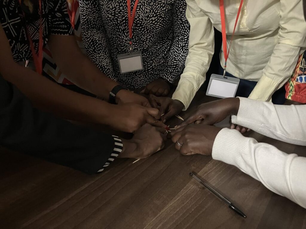 Women Environmental Human Rights Defenders (WEHRD) participate in a team building exercise in Kampala, Uganda earlier this year. The training, a joint initiative of CRD and Defend Defenders, sought to equip the TOTs on tools for selfcare and also mapped out existing support system.